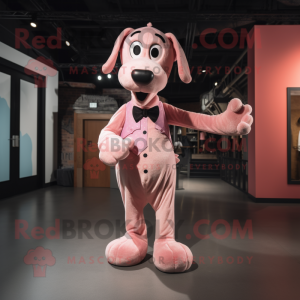 Pink Hunde maskot kostume...