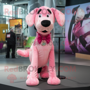 Pink Hunde maskot kostume...