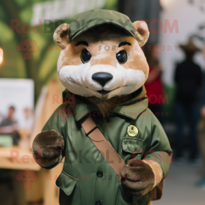 Olive Marten mascot costume character dressed with a Oxford Shirt and Rings