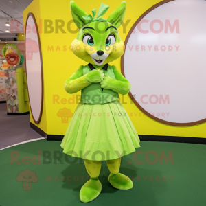 Lime Green Fox maskot drakt...