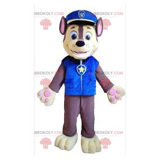 Pies maskotka przebrany za policjanta, kostium policjanta -