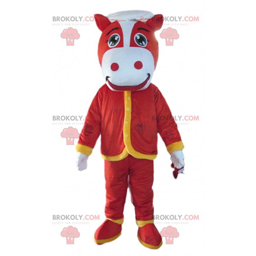 Maskot červený kůň, kráva kostým, červený kostým - Maskot červený kůň, kráva kostým, červený kostým -