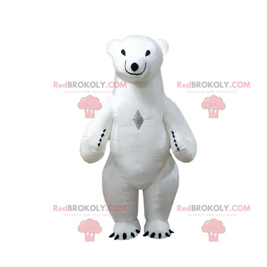 Mascotte d'ours polaire gonflable, costume ours blanc -