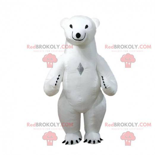 Mascotte d'ours polaire gonflable, costume ours blanc -