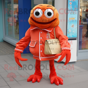 nan Crab mascot costume character dressed with a Jacket and Clutch bags