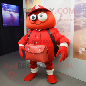 nan Crab mascot costume character dressed with a Jacket and Clutch bags
