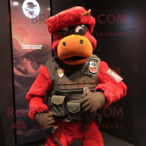 Röd Commando maskot kostym...