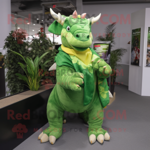 Groene Triceratops mascotte...