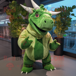 Groene Triceratops mascotte...