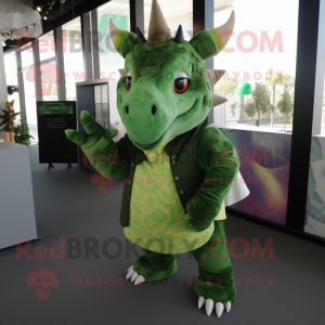 Grøn Triceratops maskot...