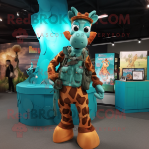 Turkis Giraffe maskot drakt...