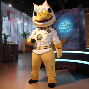 Gold Shark maskot drakt...