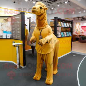 Gold Camel maskot kostym...
