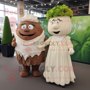 Brown Corned Beef And Cabbage mascot costume character dressed with a Wedding Dress and Cufflinks