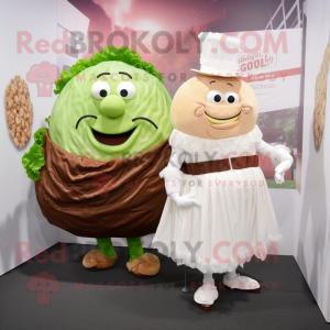 Brown Corned Beef And Cabbage mascot costume character dressed with a Wedding Dress and Cufflinks