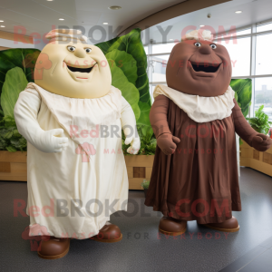 Brown Corned Beef And Cabbage mascot costume character dressed with a Wedding Dress and Cufflinks