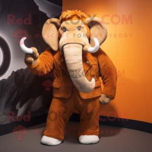 Orange Mammoth mascot costume character dressed with a Suit and Cufflinks