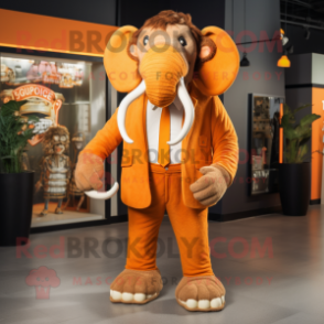 Orange Mammoth mascot costume character dressed with a Suit and Cufflinks