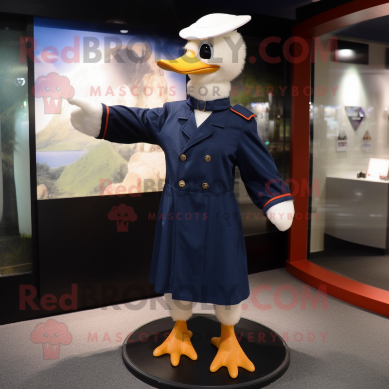 Navy Geese mascot costume character dressed with a Long Sleeve Tee and Caps Navy Geese mascot costume character dressed with a Long Sleeve Tee and Caps