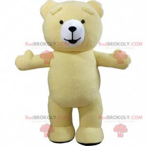 Mascote grande urso de pelúcia amarelo, fantasia de urso de