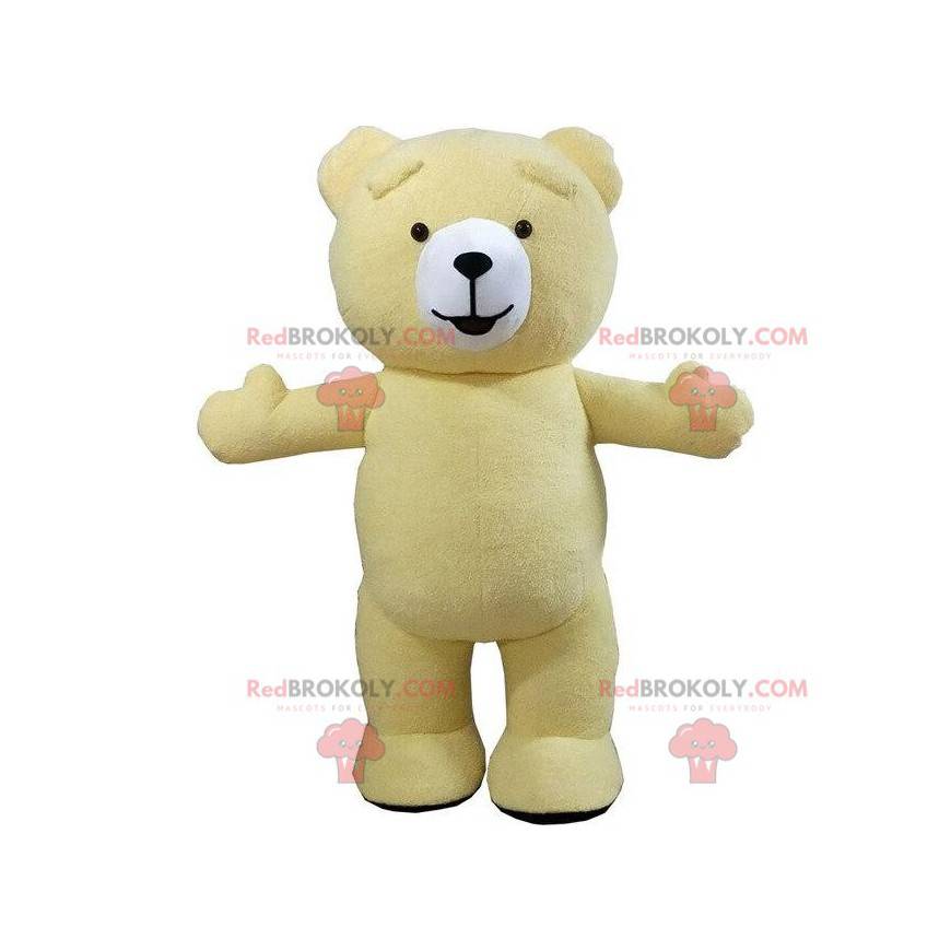 Grote gele teddybeer mascotte, teddybeer kostuum -