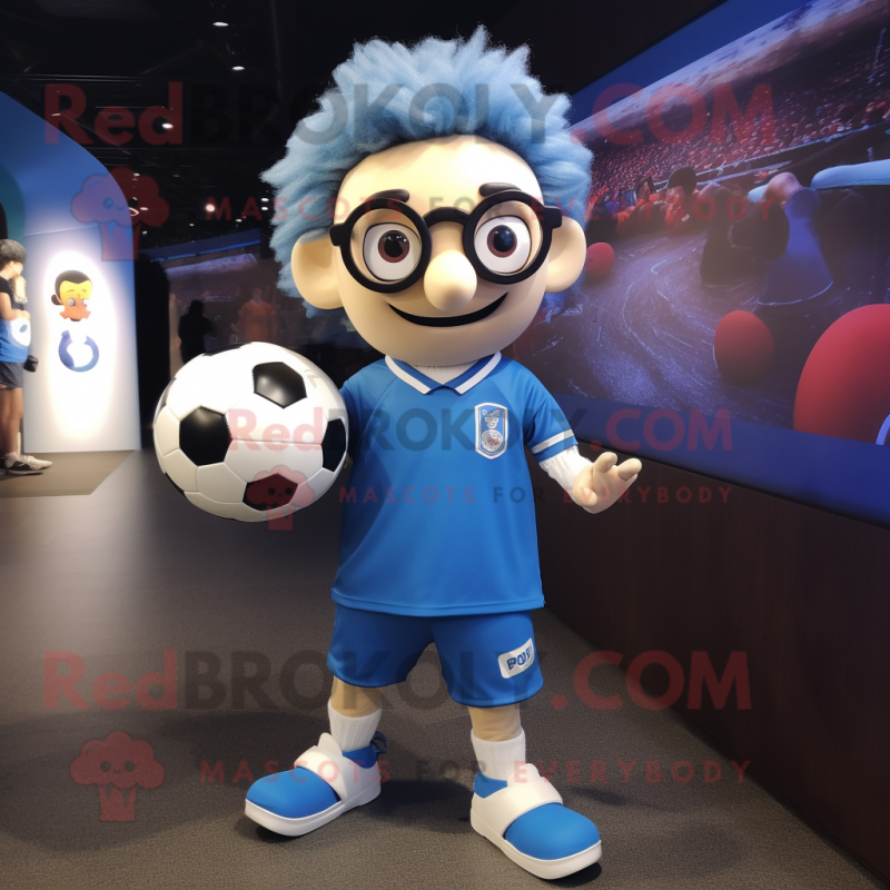 nan Soccer Ball mascot costume character dressed with a T-Shirt and Eyeglasses