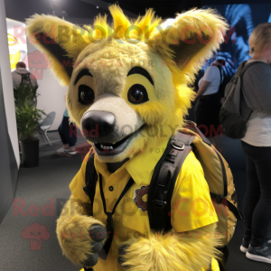 Gul hyene maskot drakt...