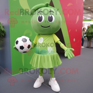 Olive Soccer Ball mascot costume character dressed with a Sheath Dress and Anklets