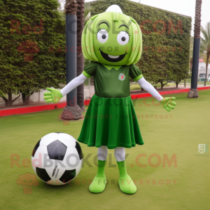 Olive Soccer Ball mascot costume character dressed with a Sheath Dress and Anklets