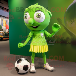 Olive Soccer Ball mascot costume character dressed with a Sheath Dress and Anklets