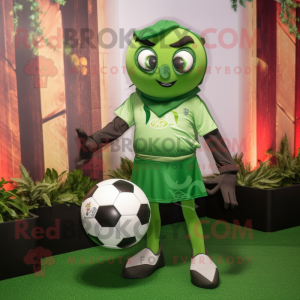 Olive Soccer Ball mascot costume character dressed with a Sheath Dress and Anklets