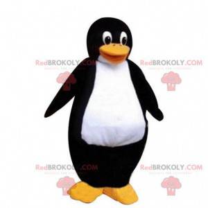 Mascotte de gros pingouin noir et blanc, costume de manchot -
