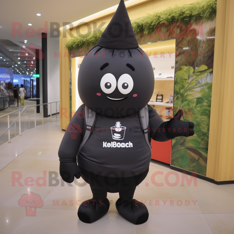 Black Radish mascot costume character dressed with a Rash Guard and Backpacks