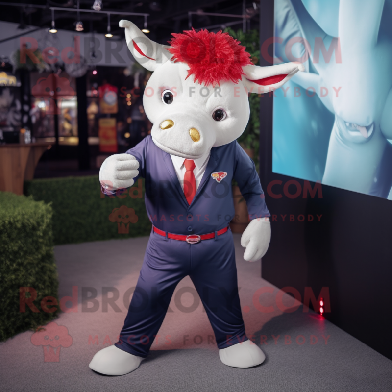 Red Bull mascot costume character dressed with a Poplin Shirt and Ties Red Bull mascot costume character dressed with a Poplin Shirt and Ties