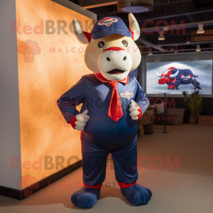 Red Bull mascot costume character dressed with a Poplin Shirt and Ties