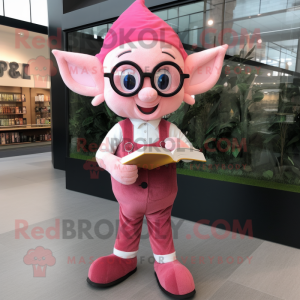 Pink Elf maskot kostume...