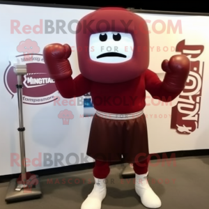Maroon Boxing Glove mascot costume character dressed with a Hoodie and Ties