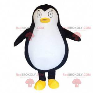Mascotte de gros pingouin noir et blanc, costume de manchot -