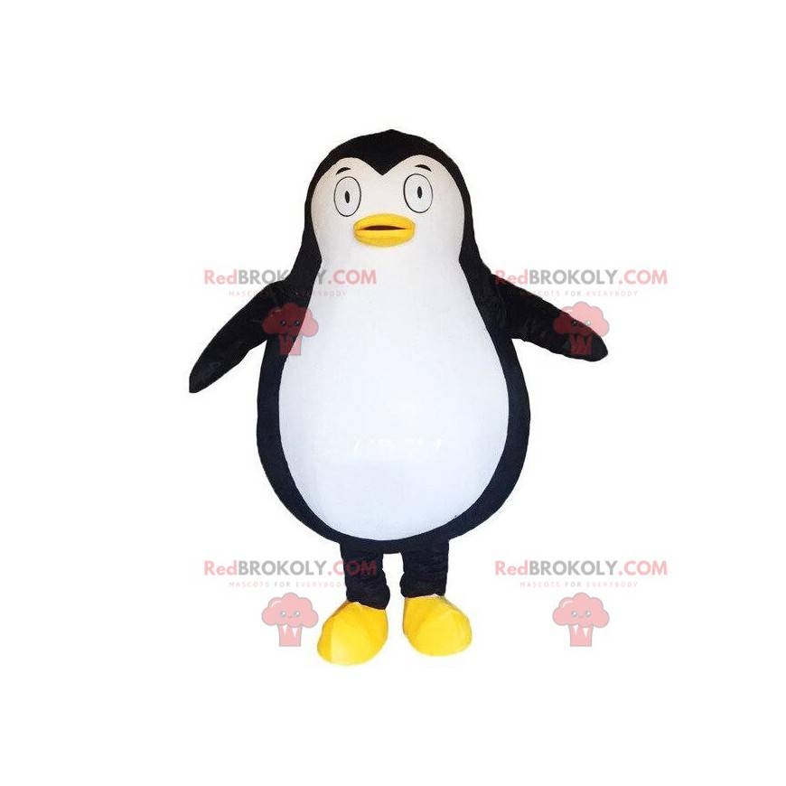 Mascotte de gros pingouin noir et blanc, costume de manchot -