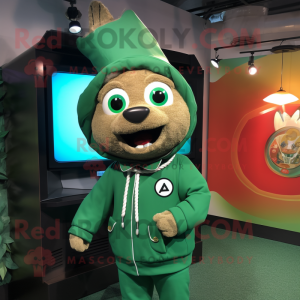 Forest Green Television mascot costume character dressed with a Windbreaker and Rings