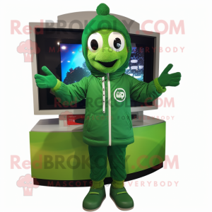 Forest Green Television mascot costume character dressed with a Windbreaker and Rings
