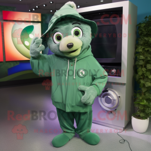 Forest Green Television mascot costume character dressed with a Windbreaker and Rings