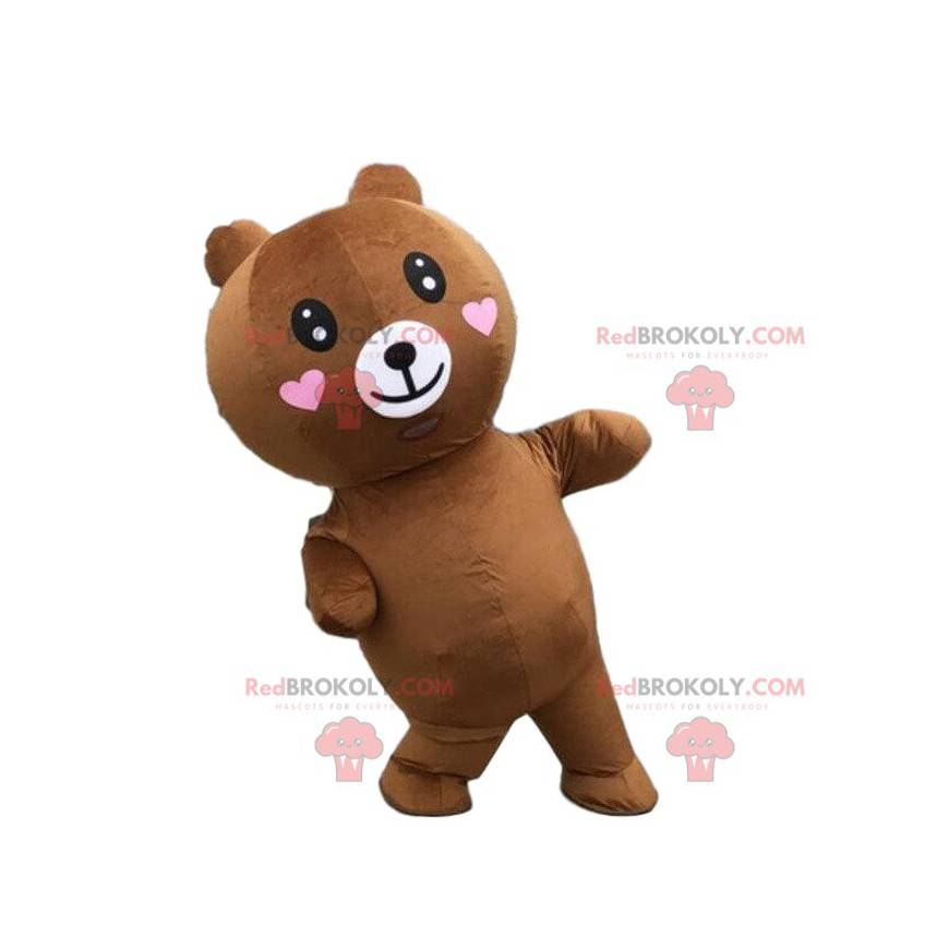 Mascota de oso de peluche inflable con corazones, disfraz