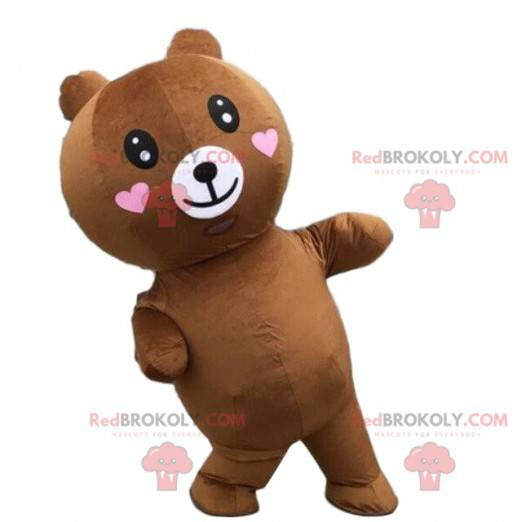 Inflatable teddy bear mascot with hearts, inflatable costume -