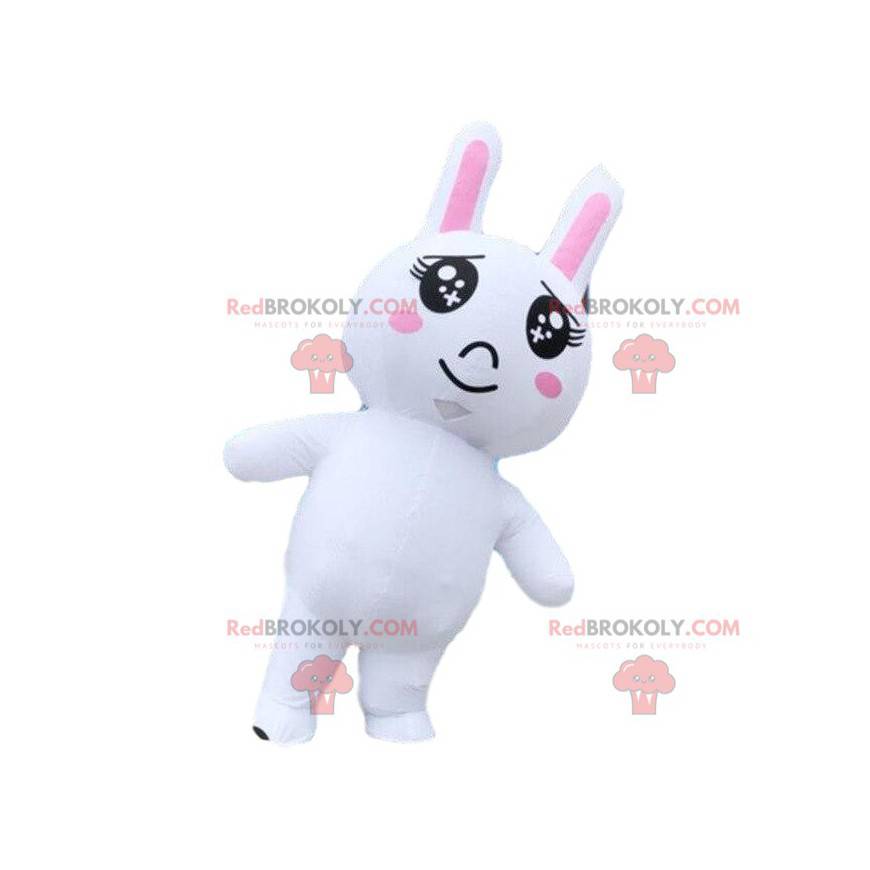 Uppblåsbar vit kaninmaskot, uppblåsbar kostym - Redbrokoly.com