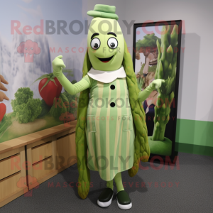 nan Asparagus mascot costume character dressed with a Oxford Shirt and Anklets