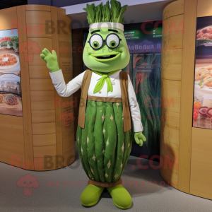 nan Asparagus mascot costume character dressed with a Oxford Shirt and Anklets