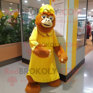 Gul orangutang maskot...