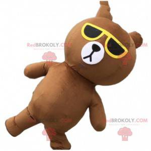 Opblaasbare teddybeer mascotte met zonnebril - Redbrokoly.com