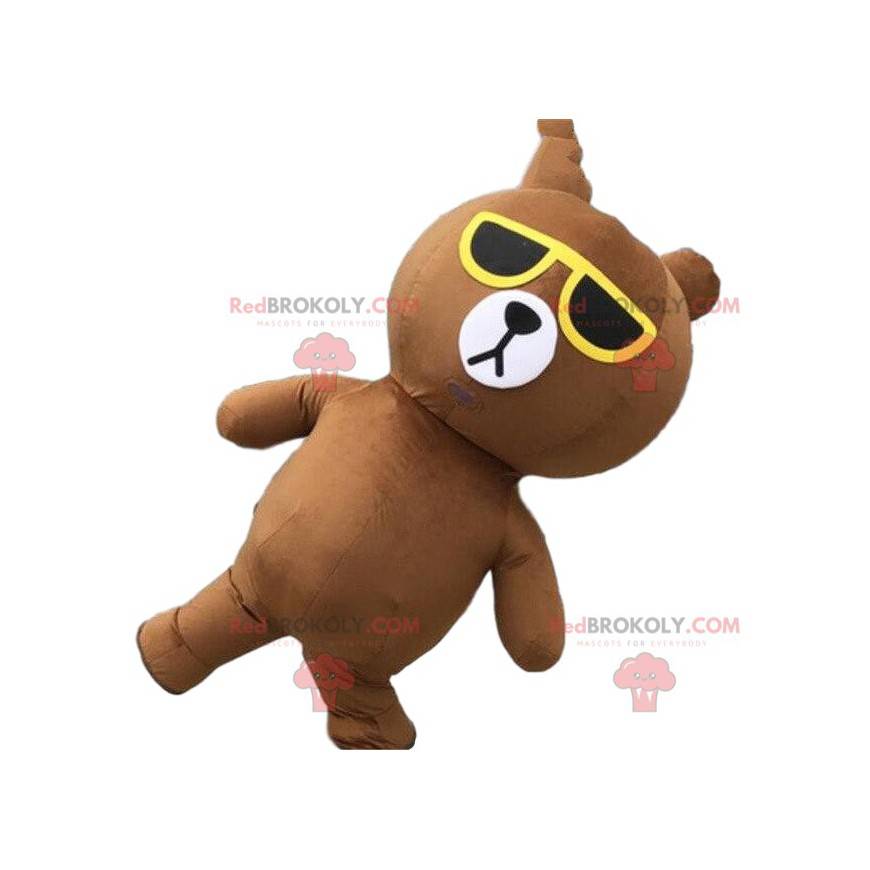 Mascote do ursinho de pelúcia inflável com óculos de sol -